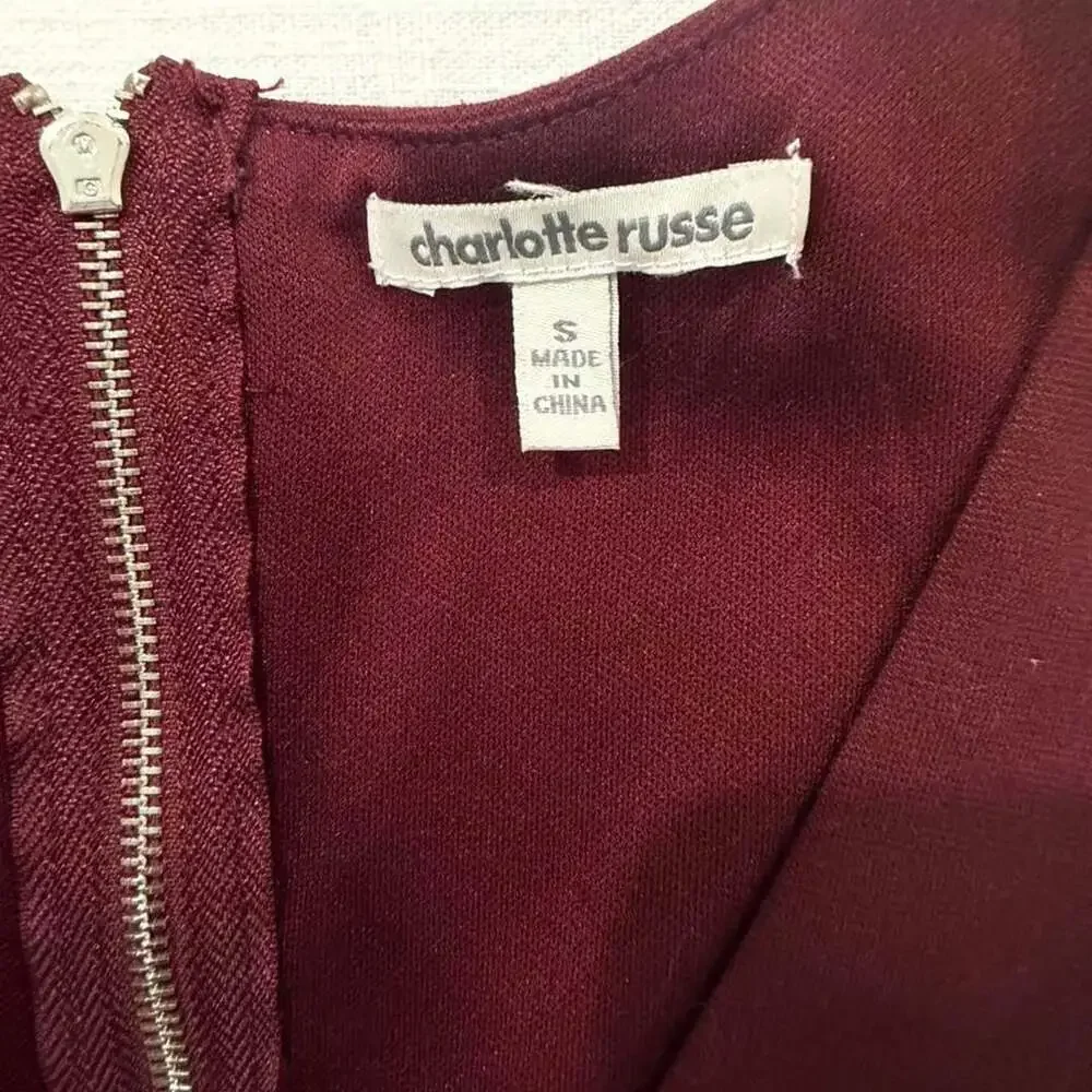 Charlotte Russe Burgundy Cutout Peplum Top S